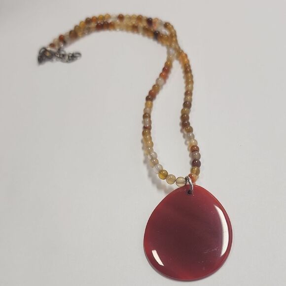 Carnelian Stone Pendant Necklace - Picture 1 of 4